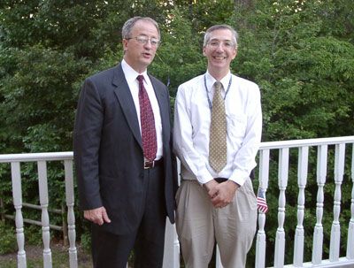 Longtime friend Virginia Delegate Bob Marshall meets with Eugene Delgaudio. Marshall is a pro-life leader and Virginia's foremost critic of tax increases. Together, as Republican elected officials, Delegate Marshall and Supervisor Eugene Delgaudio were among the few (Loudoun's other Delegate Richard Black, too)elected officials in Northern Virginia to fight the proposed sales tax increase. Loudoun's board of supervisors supported the sales tax increase.