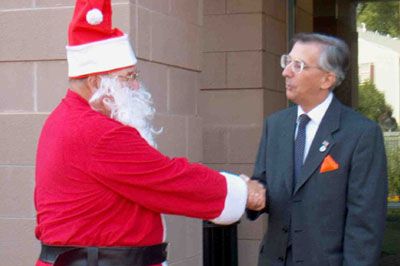 Supervisor Delgaudio walked Santa Claus out of the Leesburg Government Building after his historic visit to warn the Board of Supervisors to leave the lights on for Christmas and to also leave all of Loudoun's Lights alone.