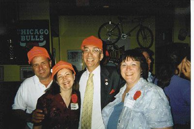 Everybody Wear An Orange Hat except former Board Chairman Dale Myers at the campaign kick off at Glory Days Grill in Sterling.