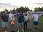(Left to Right) Nick Macioce, Chairman of the Lower Loudoun Boys Football League's "Field Improvement Project," Supervisor Eugene Delgaudio (R-Sterling) Gary Kidwell, President of LLBFL and a unidentified LLBFL officer, present a Certificate of Appreciation to Belinda and Larry Patrick of Consolidated Mailing Services. These 
other donors are  being thanked: Virginia Commerce Bank, M.C. Dean, Atlantic Realty, Clark Construction, Balfour Beatty Construction, Toll Brothers, Sheets Quality Building Materials and Luck Stone.  LLBFL still continues to raise monies for new bleachers.